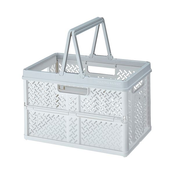 （まとめ） 天馬折りたたみバスケット M ホワイト 1個 (×5セット)