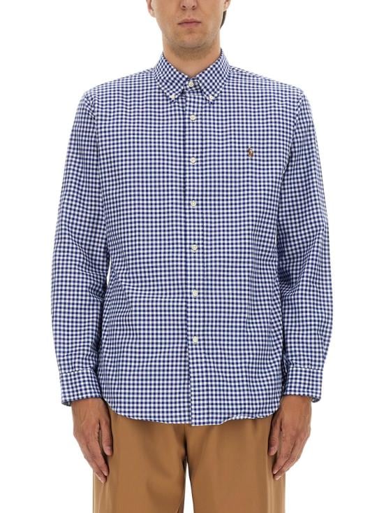 POLO RALPH LAUREN Men Long Tops 710792041 005BLUE WHITEGINGHAM