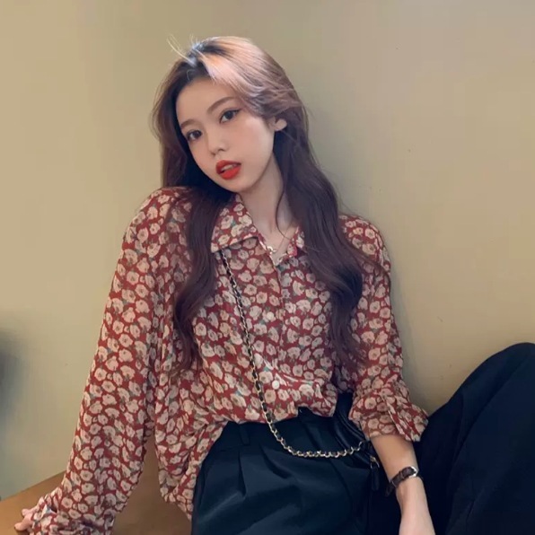 トップス シャツ ブラウス 袖あり 長袖 襟なし 開襟 デザイン ボタン ニュアンス ヴィンテージ風 バイカラー ロマンチック かわいい 大人可愛い きれいめ シンプル カジュアル 大人 上品