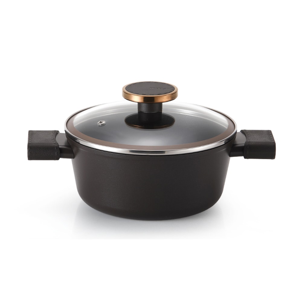 ノブレス IH対応 シチューポット 20cm, 2.3L PFOAフリー ブラック