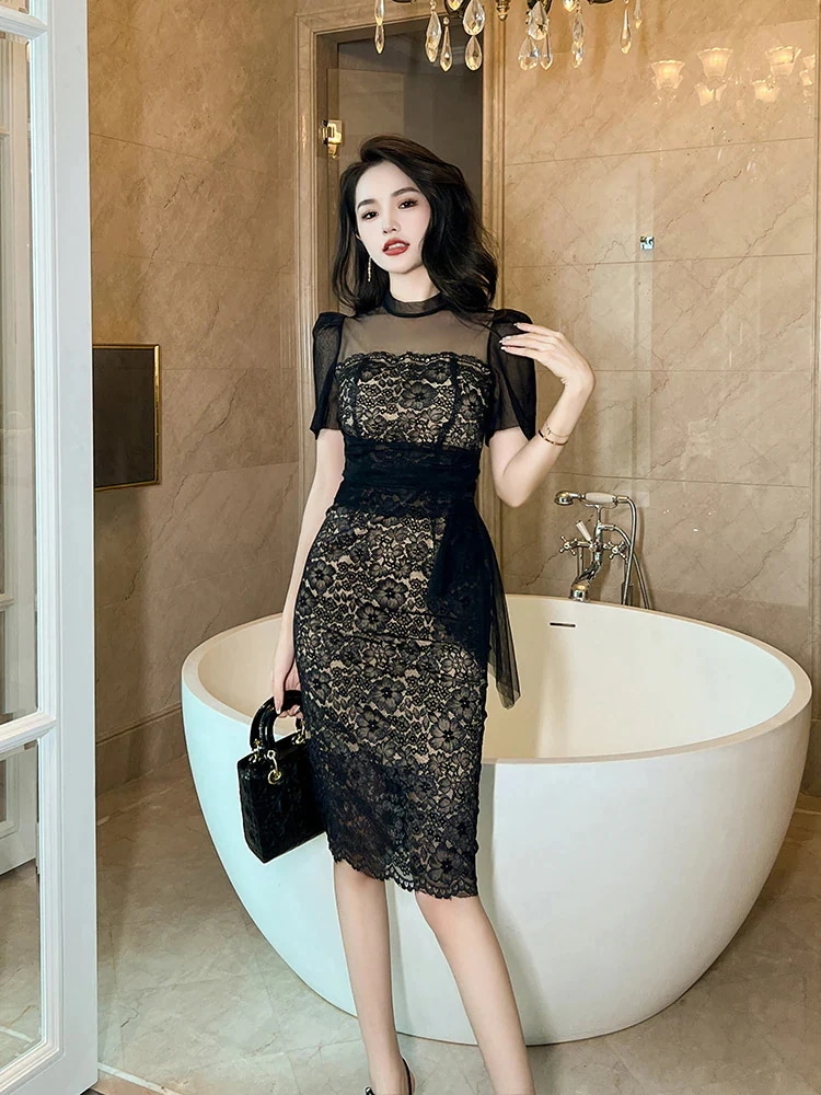 夏 ルワンピース レース ドッキング ドレス パーティー キャバ 着痩せ 大人 お呼ばれ 同窓会 披露宴 卒業式 結婚式 ウェディング 二次会 成人式