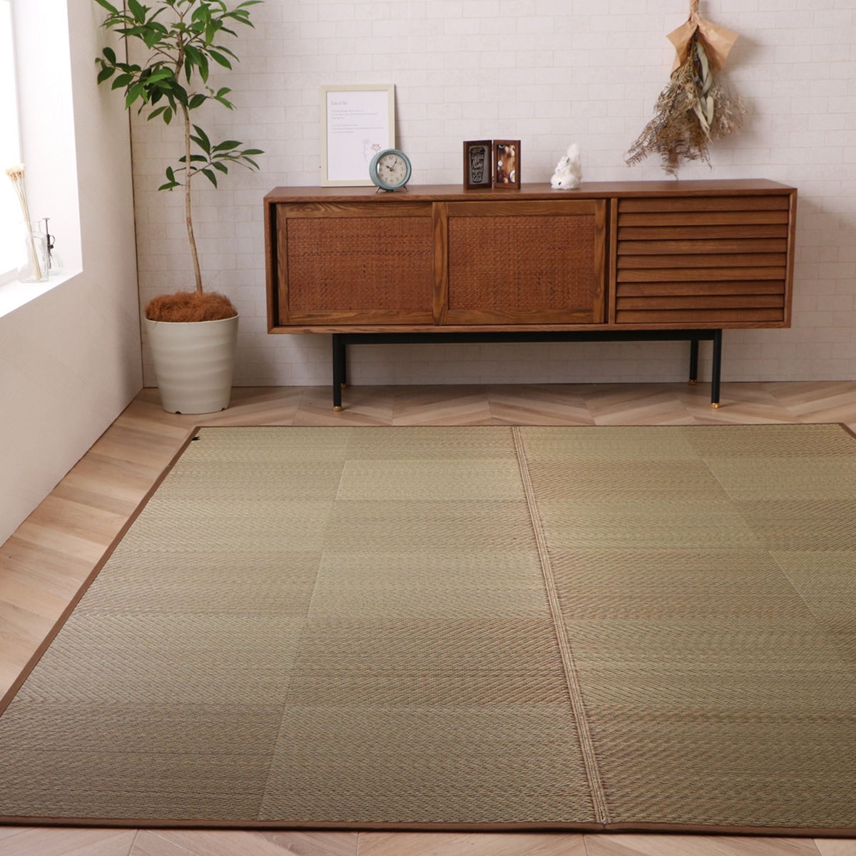 【I】【代引不可】イケヒコ 国産い草 上敷き DXノア ブラウン 174×174cm(江戸間2畳) 和モダン 抗菌防臭 ラグ カーペット 8242200【北海道・沖縄・離島不可】cm　裏貼りなし 上敷