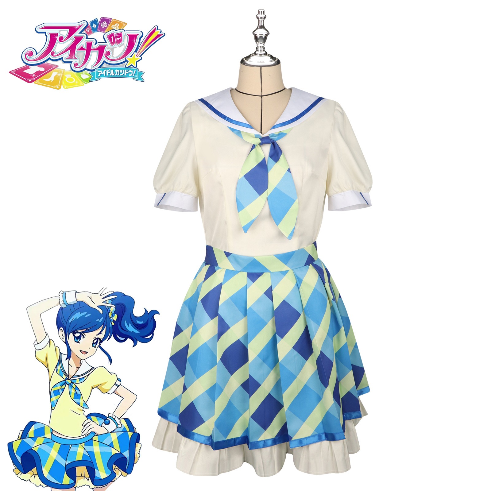 アイドルイベントコスプレ服霧矢葵格子JK制服スカートアニメスーツコミケ舞台パフォーマンス服女
