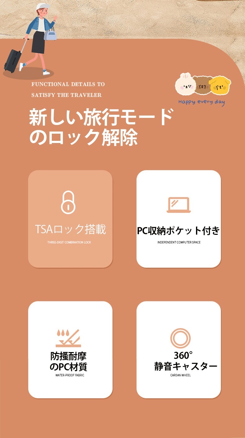 バッグキャリーバッグ機内持ち込み 2023新入荷 旅行かばん 静音 スーツケース 搭載 キャリーケース 軽量 360回転キャスタ 旅行カバン