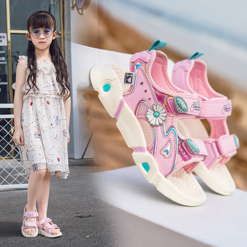 （お得な特別割引価格） 即納 最大半額 子供用サマーサンダル2021年女の子ピンクファッション小さなデイジー通気性靴大きな子供女の子ビーチシ