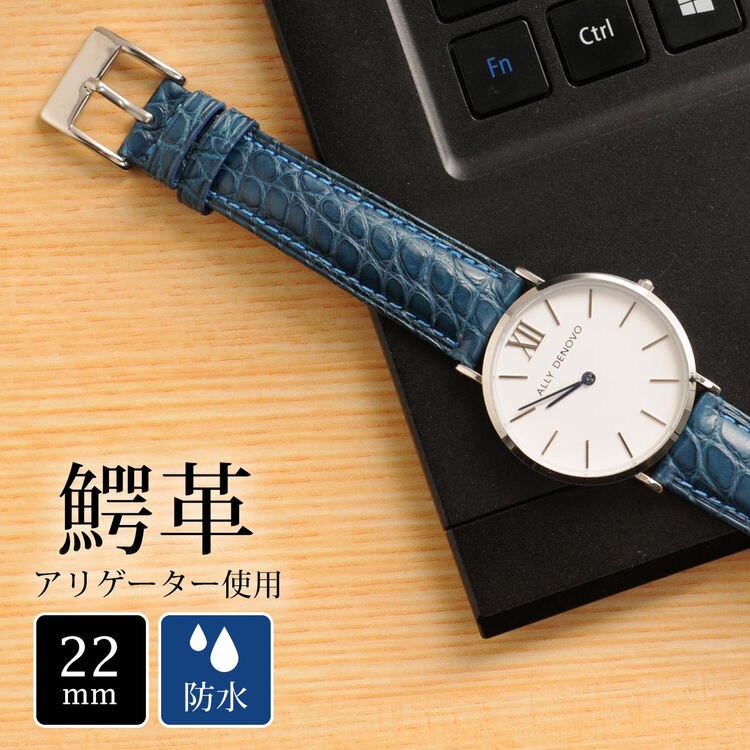 アリゲーターレザー腕時計ベルト単品22mm ネコポス対応