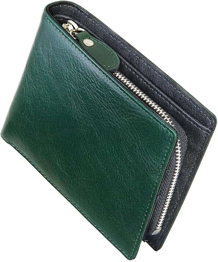 ＤＯ Ｄｅａｎ Ｏｌｓｅｎ 職人による手作り 人気ブランド 財布 メンズ オイルドレザー 本革 コンパクト 二つ折り財布 メンズ財布 折りたたみ財布 男性 紳士用(グリーンxブラック) 4,267円