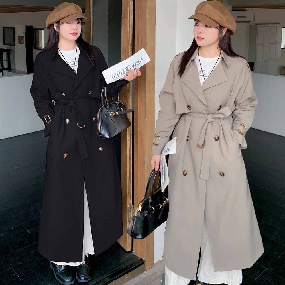 【ぽちゃまに】 2025秋新品 ロングコート トレンチコート 体型カバー 大きいサイズ 帯付き レディース チェスターコート アウター メガ割30%までに制限