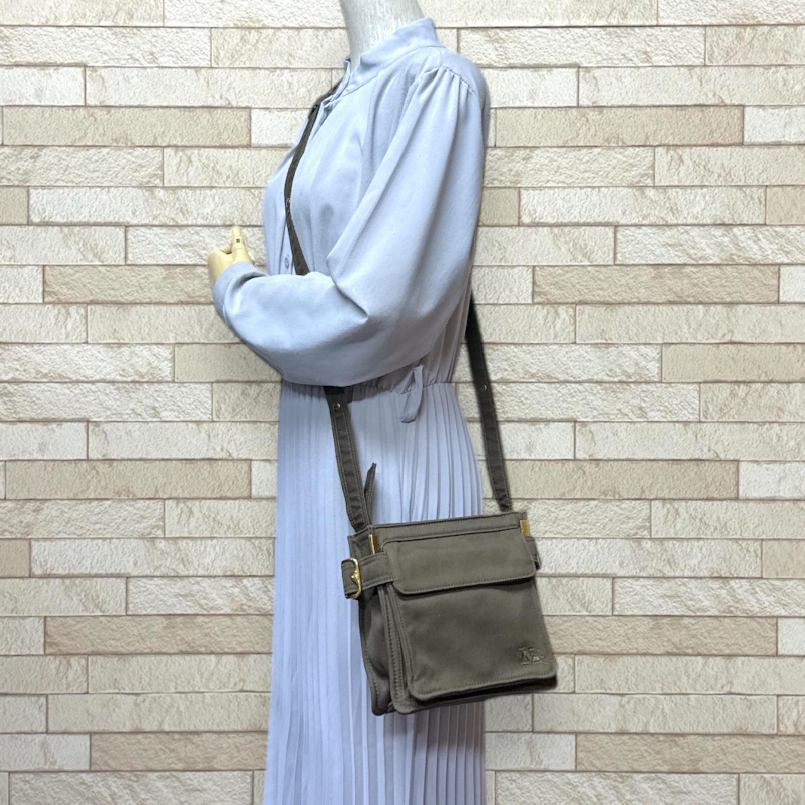 バーバリー ミニトレンチトート ショルダーバッグ コットンキャンバス 8092089 グリーン BURBERRY 中古 美品