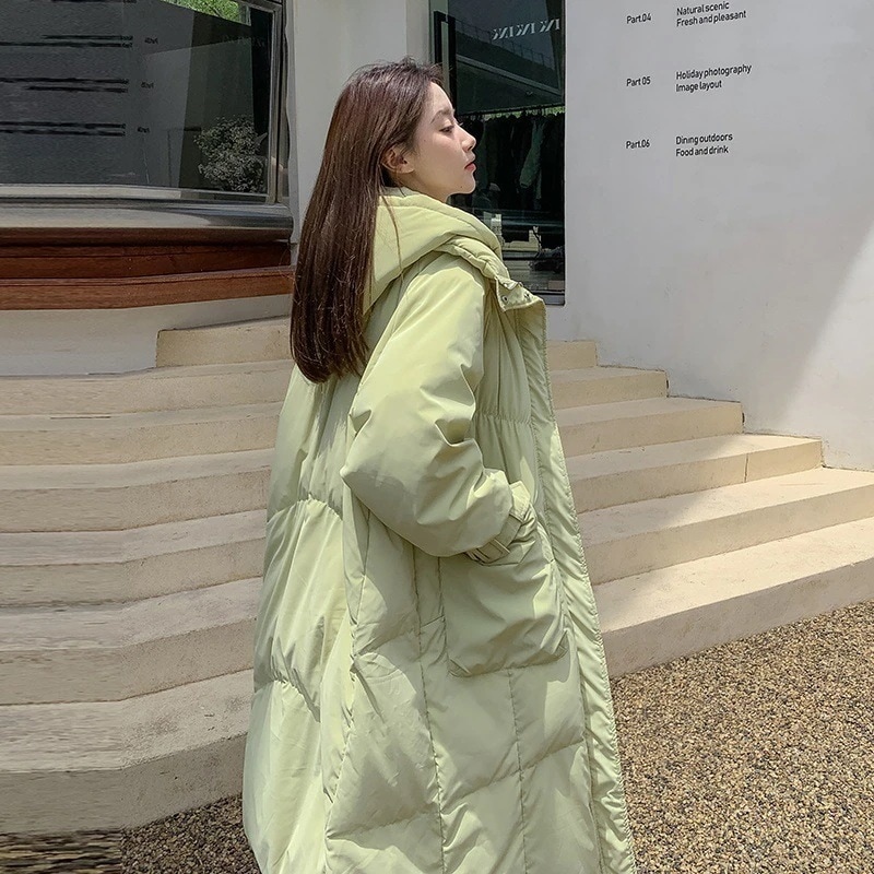 ダウン中綿ジャケット レディース 2025冬 ミドル丈中綿ジャケット 韓国風 ゆったり膝丈中綿ジャケット
