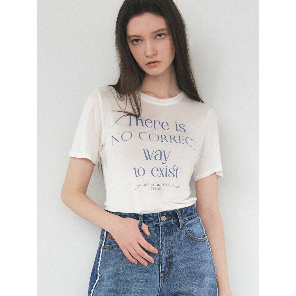 CITYBREEZE テンセルレタリングショートスリーブ T シャツホワイトTシャツ・カットソー