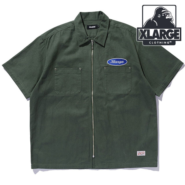 ジップアップ ショートスリーブ ワークシャツ [101252014001] ZIP UP S/S WORK SHIRT メンズ トップス 半袖 カジュアルシャツ GREEN 正規取扱店 8,518円