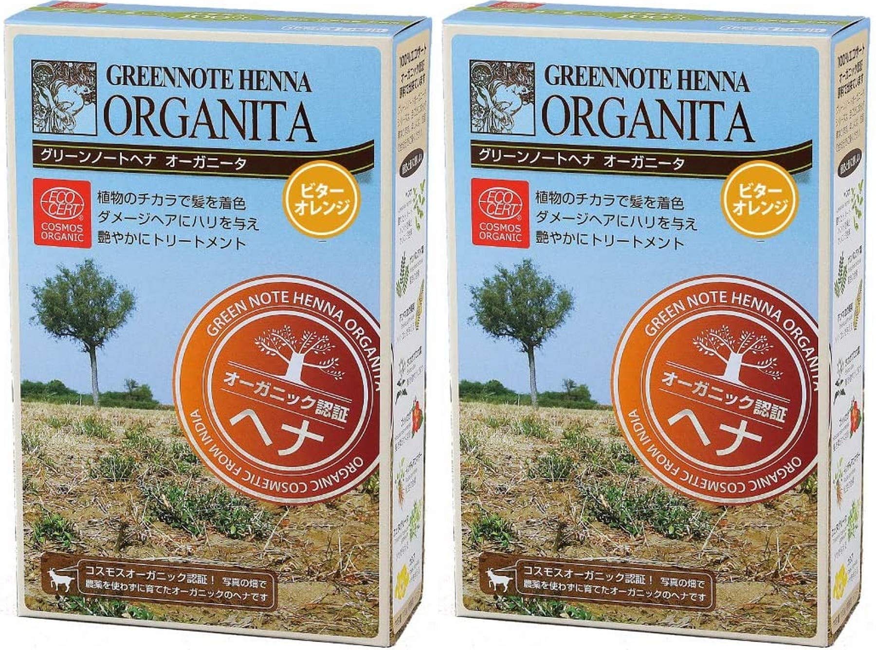グリーンノートヘナ オーガニータ　ビターオレンジ 100g×２箱セット