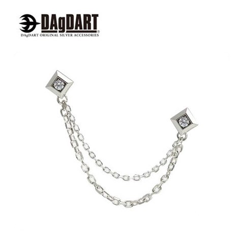 ダグダート DAgDART [Glass] キュービックジルコニア ダブルシルバーチェーンラペルピン