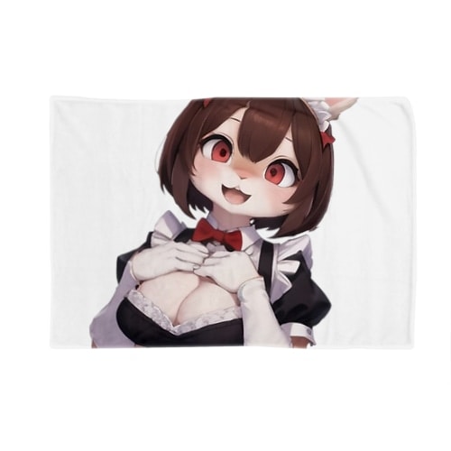 【文字入れ可能受注生産】ウサギの女の子　メイド　ケモナー　ネザーランドドワーフ ブランケット