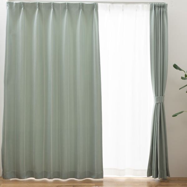 遮光 カーテン 3級 [ 約 幅100 cm 丈105 cm 2枚セット ブルー ] ストライプ柄 洗える 形状記憶 ドレープカーテン