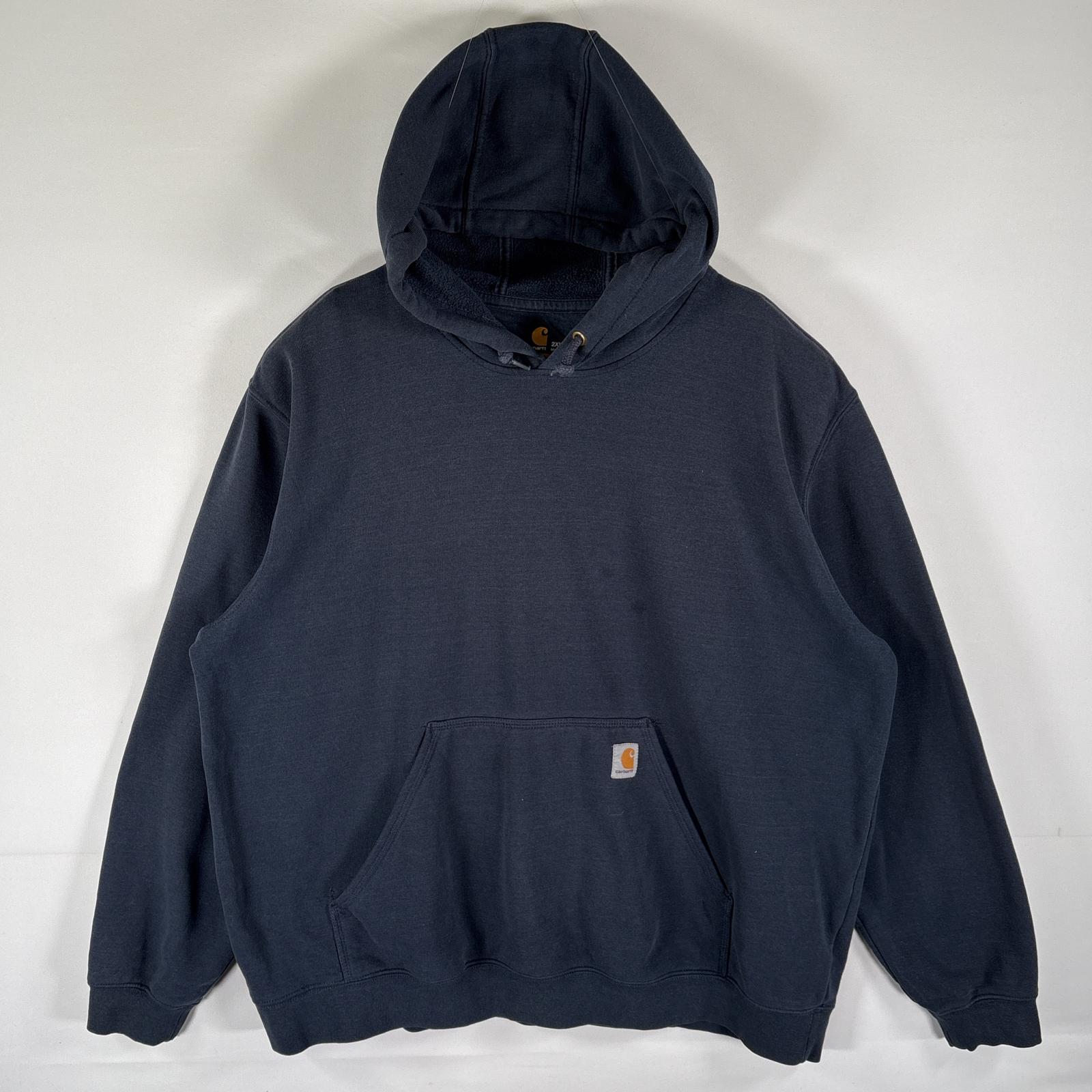 古着 パーカー スウェット プルオーバー フーディ ワンポイントロゴ 大きいサイズ XXL ダークネイビー メンズ