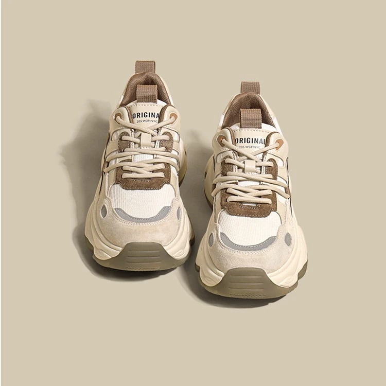 厚底シューズ 韓国ファッション レトロ おしゃれ コントラストカラー 厚底スニーカー 百掛け 身長アップ 流行り スニーカー 質感 高級感 カジュアル 厚底靴 快適 滑り止め靴 運動単靴