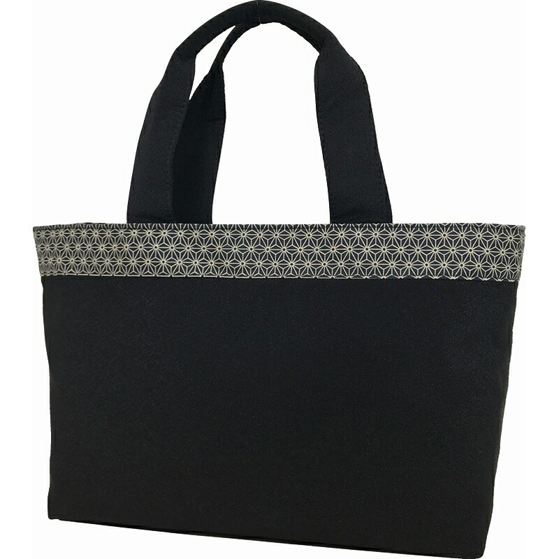 （ギフト）京都三昌 麻の葉柄手提げバッグ ブラック