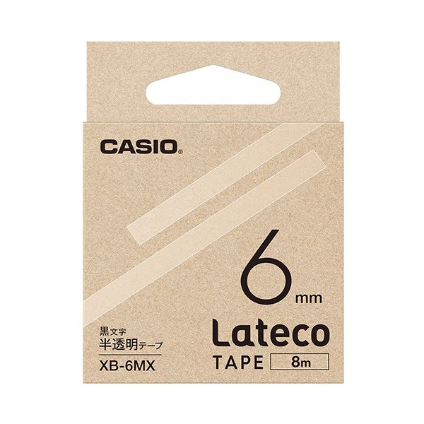 （まとめ）カシオ ラテコ 詰替用テープ6mm8m 半透明/黒文字 XB-6MX 1個(10セット)