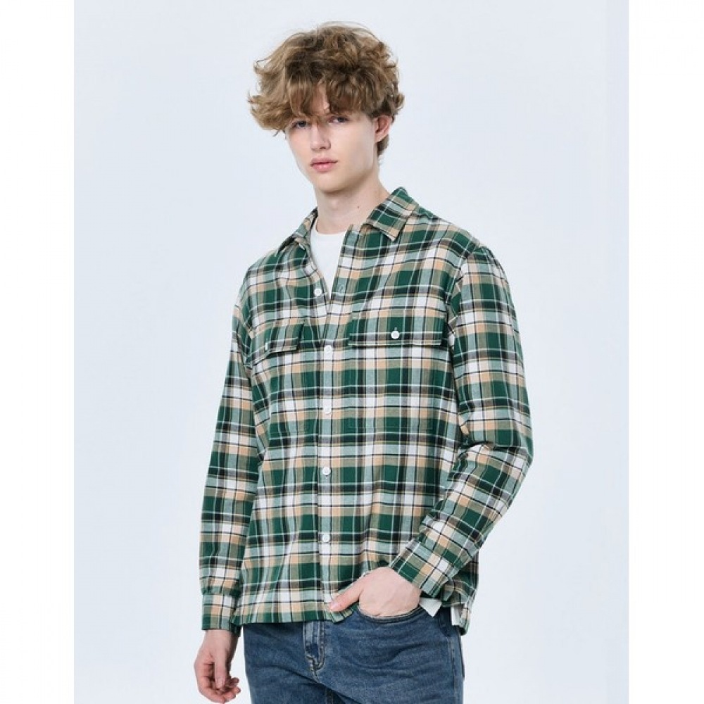 [ヘッジズ] 25SS グリーンアウトポケットチェックシャツ HZSH5A232E2 15,644円
