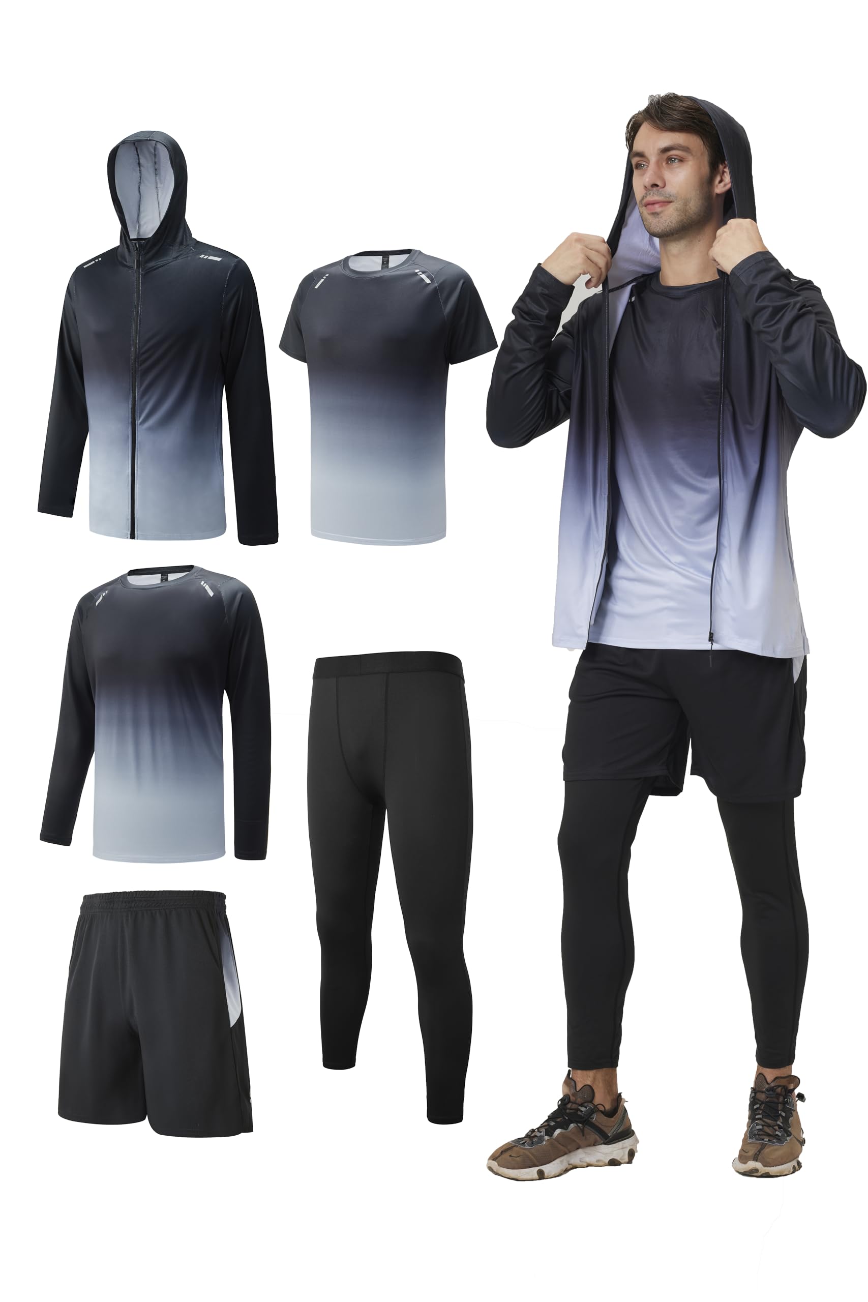 [ATCGAUG] スポーツウェア メンズ 半袖 夏服 ランニングウェア ジャージ メンズ 上下セット Tシャツ ショートパンツ トレーニングウェア 部屋着 吸汗速乾 通気 (JP, アルファベット,