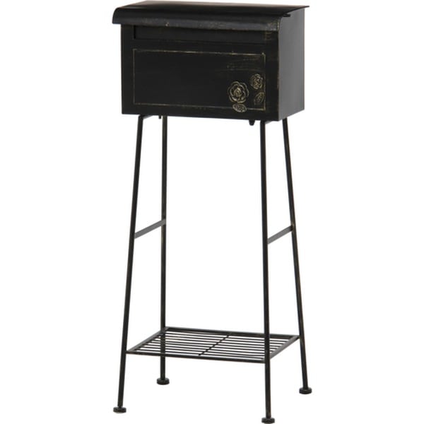 ガーデンポスト (オブジェ) ローズ ブラック 横型 fj-35500収納