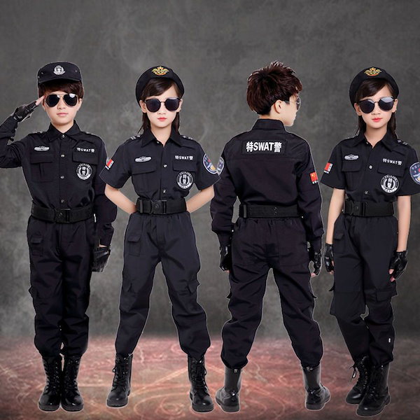 Qoo10] 子供警察制服リトル警察官服軍服スーツ黒猫