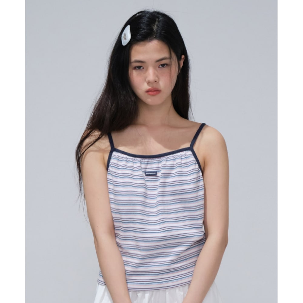 COVERNAT 女性用ストライプノースリーブネイビー