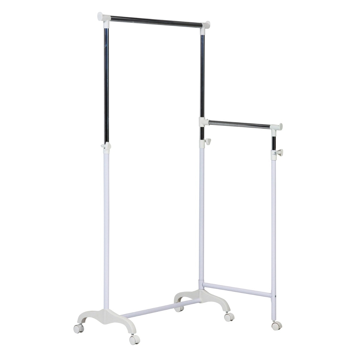 ハンガーラック 3WAY ハンガー キャスター付き パイプハンガー コートハンガー 洋服掛け 高さ調節 L字 2段 コート掛け 収納 衣類 洋服 衣類収納 折りたたみ 便利 省スペース