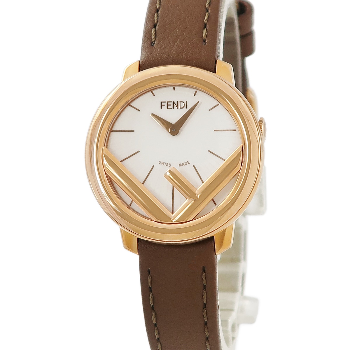 エフ イズ フェンディ ラナウェイ 28MM F710524021 クオーツ レディース 未使用 ホワイト×ゴールド 3年保証