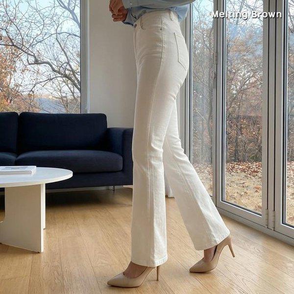 女性スリムフィット起毛ブーツカットパンツ K14