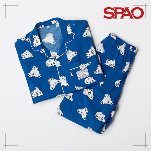 SPAO公式 MUZIKTIGER 長袖パジャマ NAVY 韓国人気 秋新作