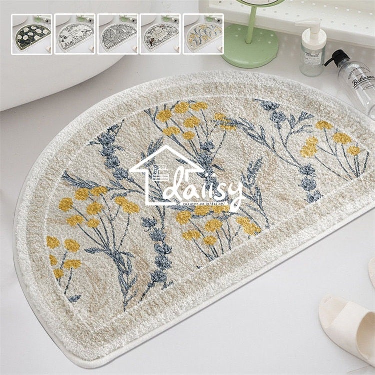 140*180cm 田園風 半円 玄関マット 花柄 カーペット 吸水マット 絨毯 屋外 室内 洗える 洗濯機OK 玄関ラグ 吸水 厚手 滑り止め 浴室 足ふきマット お風呂 インテリア マット 家庭