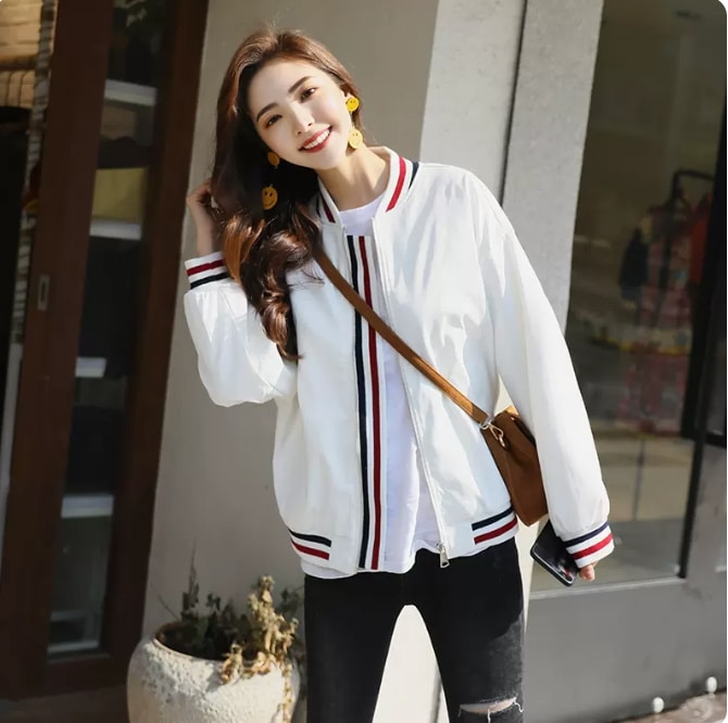 アウター シャンパー ショート丈 長袖 前開き かわいい シンプル カジュアル 大人 大人女子 こなれ感 ボーイッシュ スポーティー キュート 無地 春 夏 秋 10代 20代 30代 40代 女性用