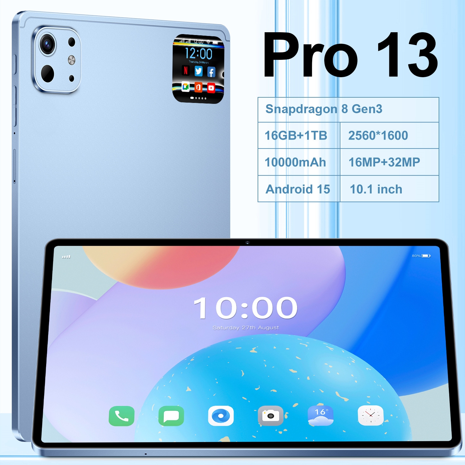Pro 13 タブレット 16+1tb Android Hd 10.1 Hd 大画面