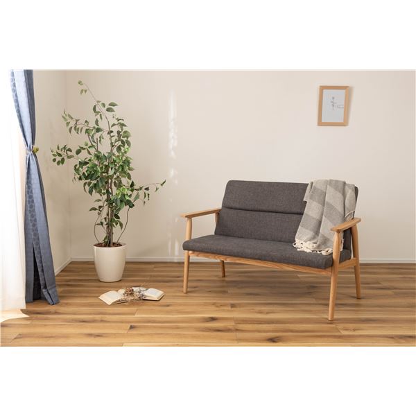 ダイニングソファ 2人掛け チャコールグレー 完成品