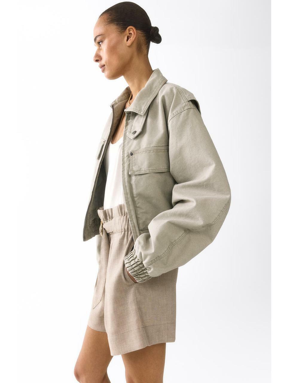 H&M ベルト付きペーパーバックショーツライトトープ 1333862001