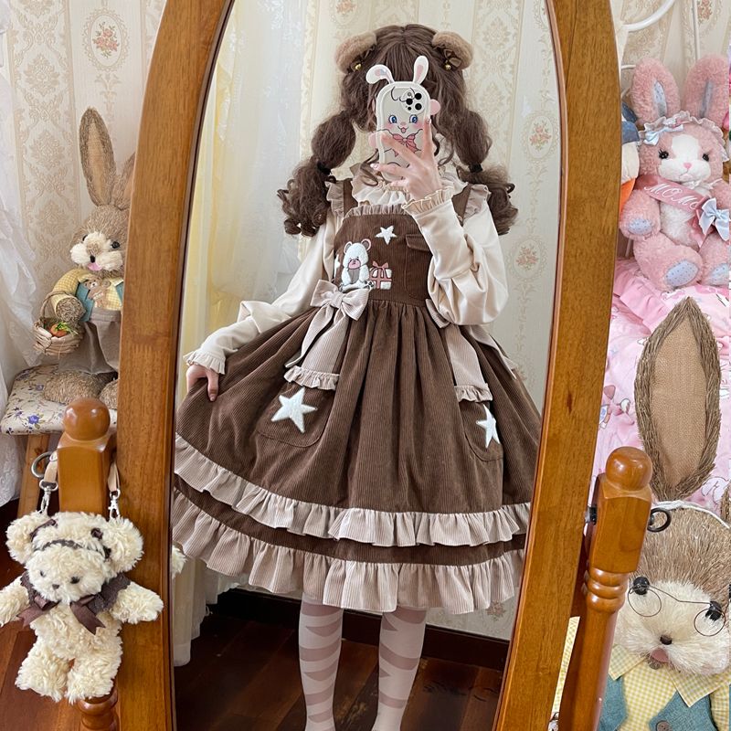 ロリータドレスデザインくまモン日記ロリータ洋装jskかわいいキャミソールワンピース秋冬和服コスチュームコスチューム