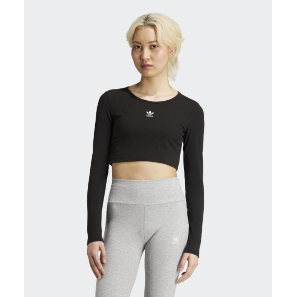 adidas Essential Lip Crop Long Sleeve Tee Black IW5725