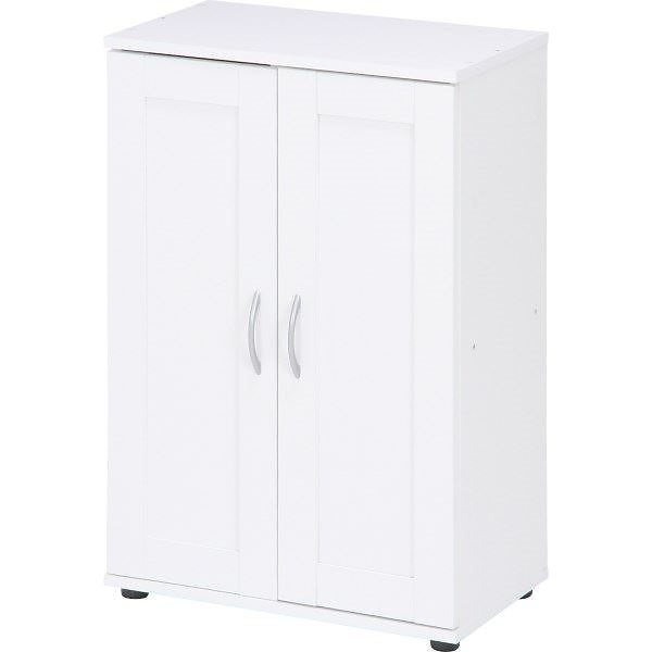 シューズラック/下駄箱 [ホワイト] 幅60cm 上下連結可 棚板5枚 取っ手付き扉 脚付き