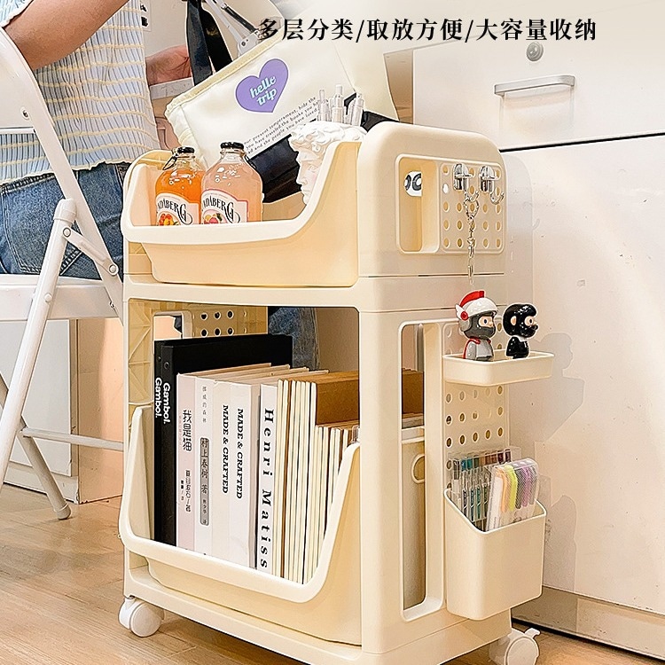 寮のランドセル収納に最適穴あきボード付きラック吊り下げ式バスケットテーブル下の本収納キャスター付きトロリー 4,998円