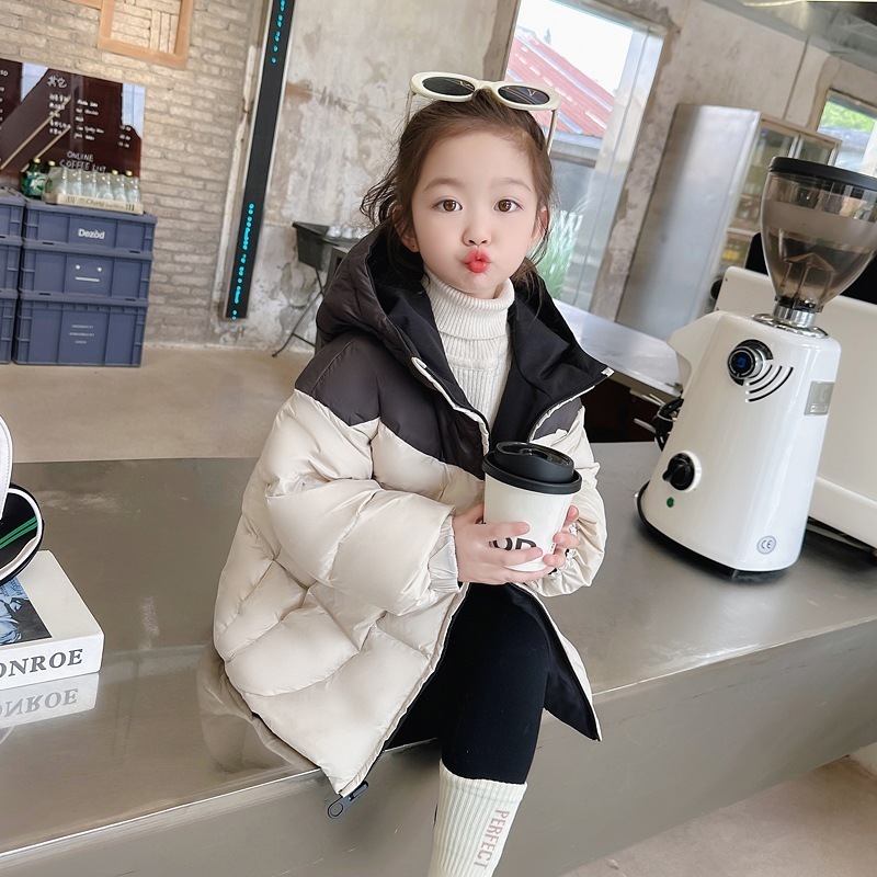 子供服 キッズ X3085 リバーシブル カラーブロック ドーパミン ダウンジャケット