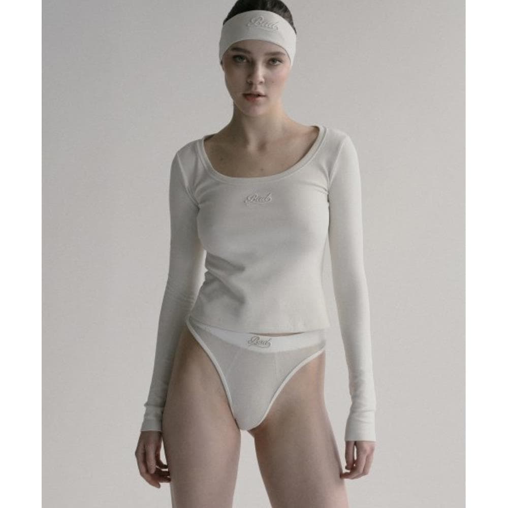 BADBLOOD Beyond Soft Scoop Neck Long Sleeve Cream w-tee2