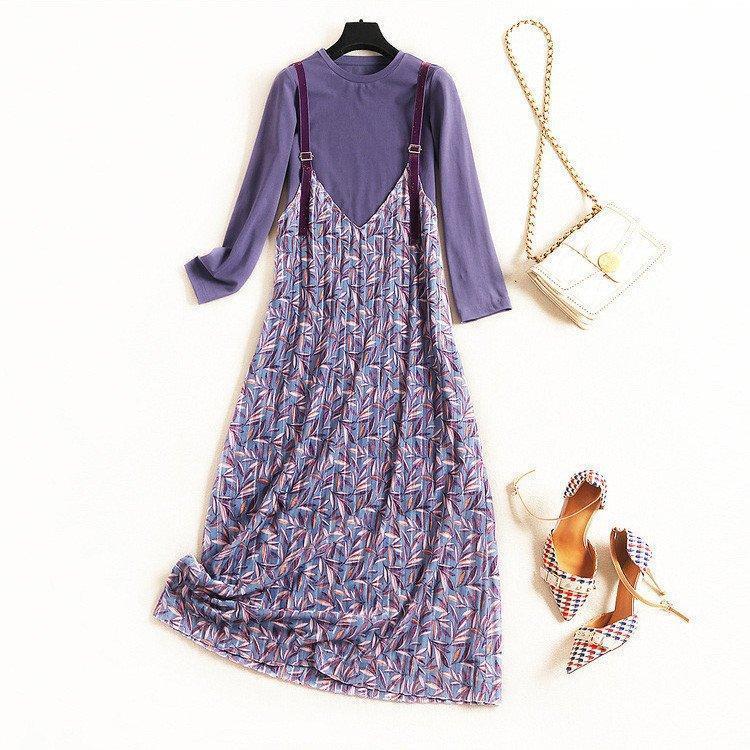 ワンピース ロングTシャツ 2点セット キャミソールワンピース プリーツワンピース Vネックワンピース ベロアワンピース