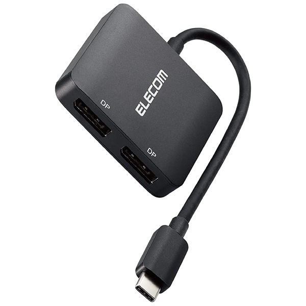 AD-CDP2BK USB Type-C映像変換アダプタ/Type-C - DP×2/ブラック メーカー直送