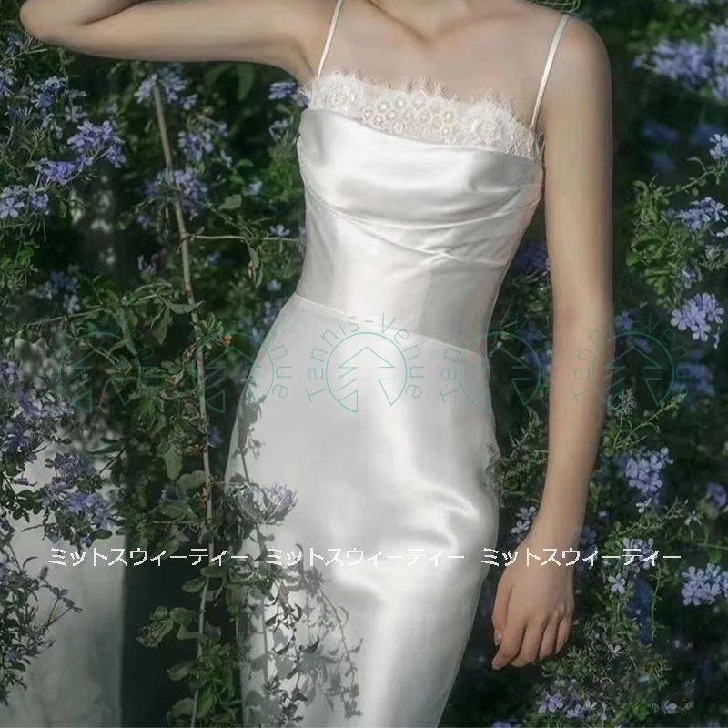 ウェディングドレス ウエディングドレス ロングドレス キャミソール 結婚式 二次会 花嫁 前撮りドレ
