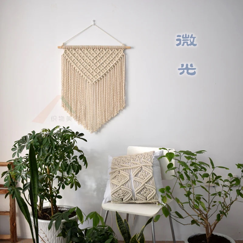 タペストリー壁掛けタペストリーきらめくマクラメ織りタペストリーリビングルームシンプルなペンダントから配電ボックスをブロックカラータペストリーdiy