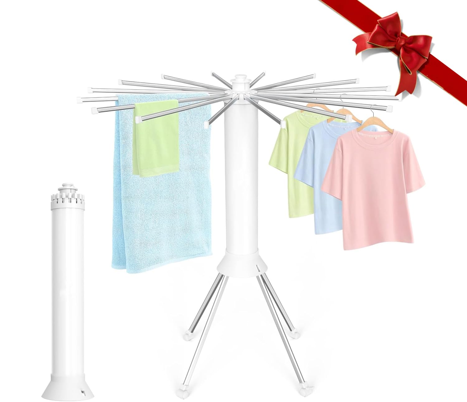 洗濯物干し 伸縮タイプ 室内物干し 折りたたみ式 物干し ステンレス製 高さ調節 部屋干し 折りたたみ タコ型 物干し竿 曲がらない 傾かない 折りたたみ収納 省スペース 16の拡張可能な乾燥ロッド