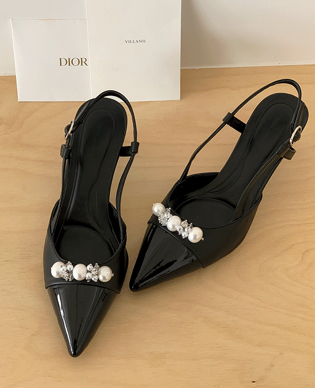 [MILOVANY] ベリースチレットツートンスリングバックヒル6cm